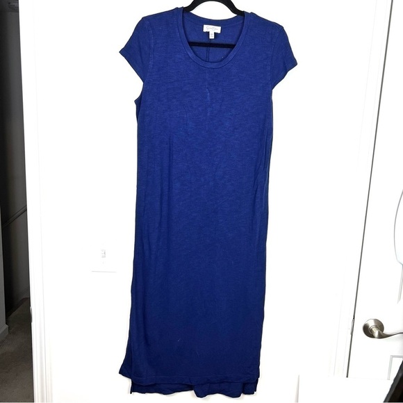 Jessica Simpson Midi Dress womens size large Maritime Blue Long side slits comfy - Picture 2 of 9